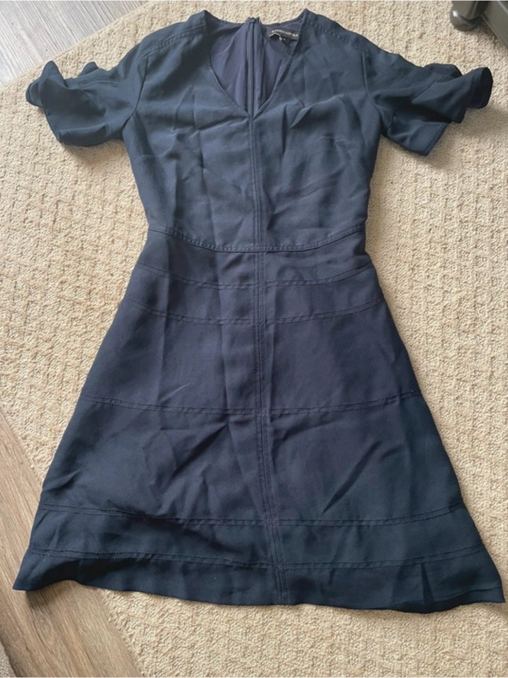 Banana Republic Navy Short-Sleeve Fit-and-Flare Mini Dress